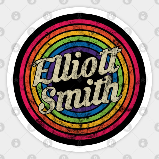 Elliott Smith - Retro Rainbow Faded-Style Sticker by MaydenArt